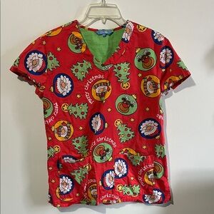 Christmas scrub top
